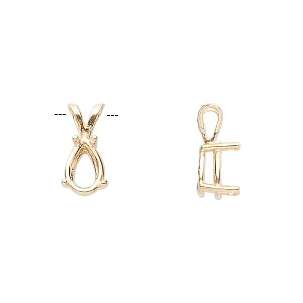 Pendant, Sure-Set™, 14Kt gold, 9x6mm with 4-prong pear basket setting. Sold individually. image number 0