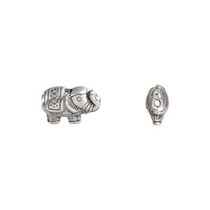 Bead, antique silver-plated "pewter" (zinc-based alloy), 12.5x8.5mm elephant. Sold per pkg of 10.