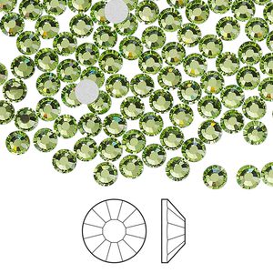 Flat back 1440pk peridot foil back, Preciosa Viva 12® Czech crystal rhinestone 3.8-4mm chaton rose round SS16