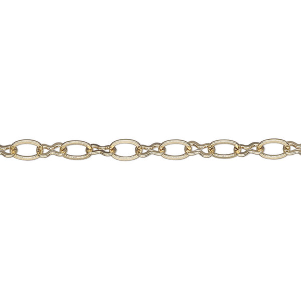 Chain, gold-finished brass, 3.6mm cable. Sold per pkg of 39 inches. image number 0