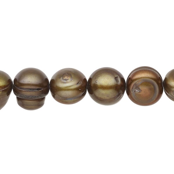 Freshwater pearl 1pkg1, semi-round, 15 inch dark iris gold 10-13mm cultured image number 0