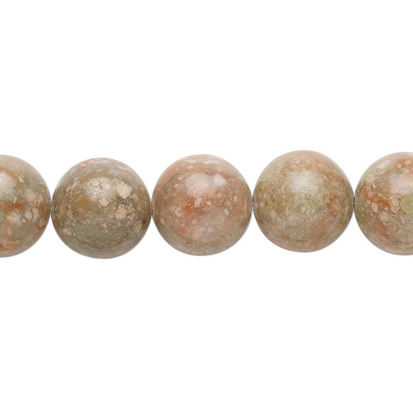Bead, autumn jasper (natural), 10mm round, B grade, Mohs hardness 6-1/2 to 7. Sold per 15-1/2" to 16" strand. image number 0