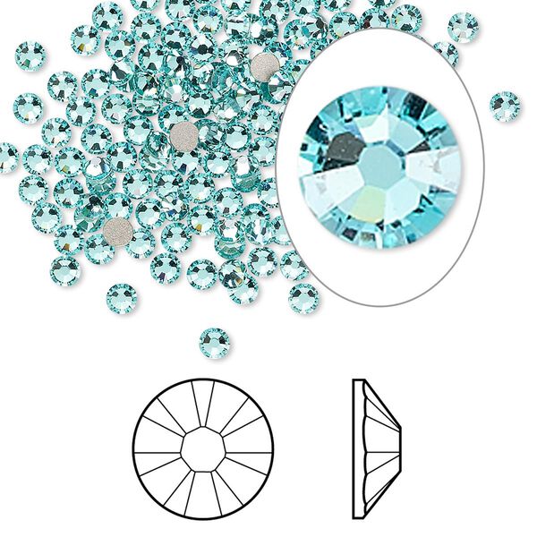 Flat back 144pk light turquoise foil back, Crystal Passions® 2.5-2.7mm rose round SS9 2058 image number 0