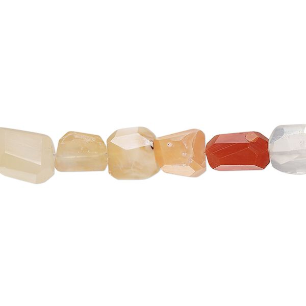 Fire opal 1pkg1, hand-cut faceted flat freeform bead natural 17 inch 7x6mm-12x9mm image number 0