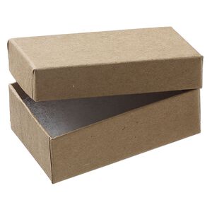 Paper / "cotton" (polyester) 1pkg10, rectangle box kraft 2.5x1.5x.88 inch