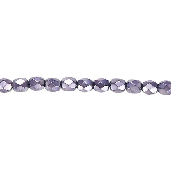 Bead, Czech fire-polished glass, lilac carmen, 4mm faceted round. Sold per 15-1/2" to 16" strand. image number 0
