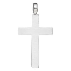 Pendant, Powerful Pewter Pendants, pewter (tin-based alloy), 61x34mm double-sided plain cross. Sold individually.