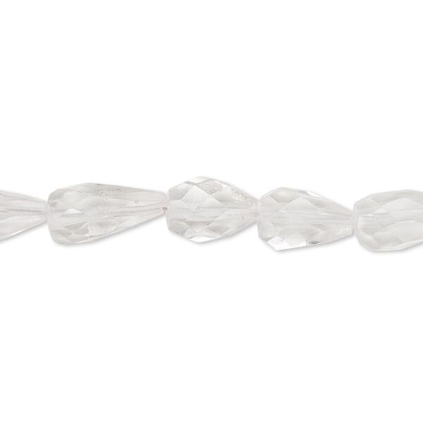 Bead, rose quartz (natural), 10x6mm-12x7mm hand-cut faceted teardrop, B- grade, Mohs hardness 7. Sold per 6-inch strand. image number 0