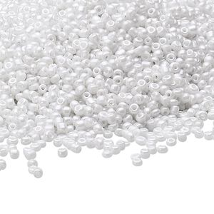 Seed bead, Ming Tree™, glass, pkg/1 pound, #11 round, opaque luster white.