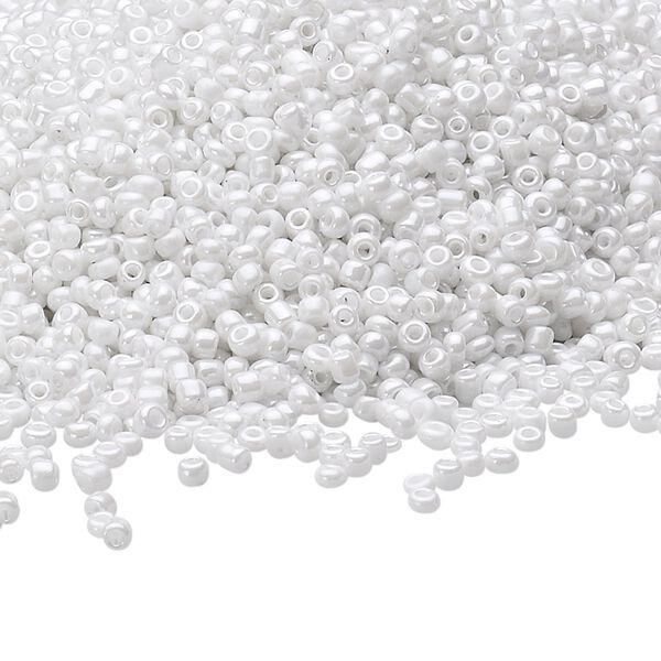 Seed bead, Ming Tree™, glass, pkg/1 pound, #11 round, opaque luster white. image number 0