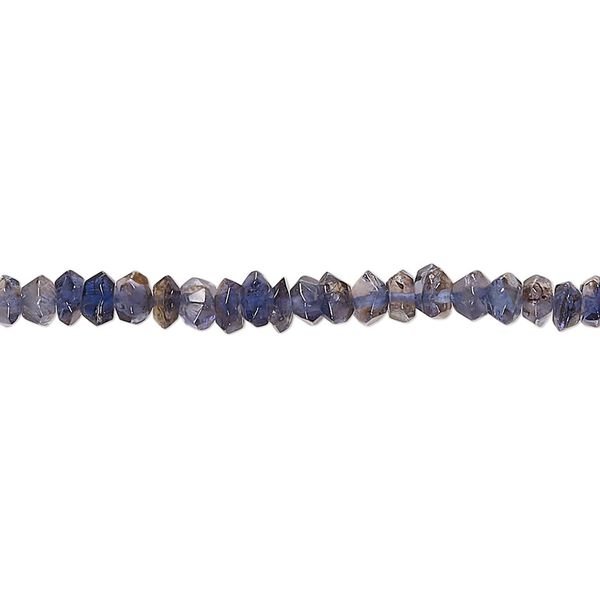 Iolite 1pkg1, hand-cut tumbled faceted saucer / rondelle bead 13 inch 3x1mm-4x3mm image number 0