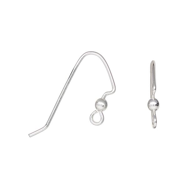 Ear wire 1pkg10 sterling silver, 17mm angular / 3mm ball / perfect balance / open loop, 20 gauge 5 pair image number 0