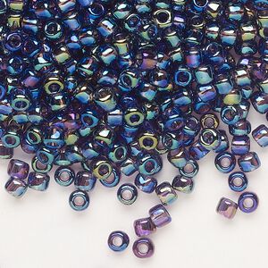 Seed bead, Dyna-Mites™, glass, transparent rainbow purple, #6 round. Sold per 1/2 kilogram pkg.