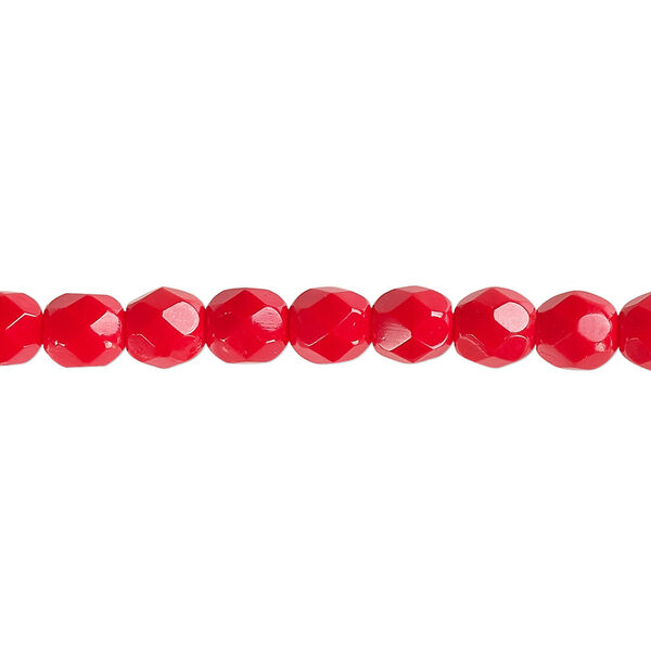Bead, Czech fire-polished glass, opaque red, 6mm faceted round. Sold per pkg of 1,200 (1 mass). image number 0