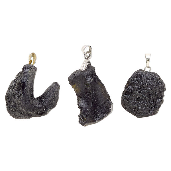 Tektite / steel 1pkg1, freeform nugget pendant 22x20mm-35x26mm image number 0