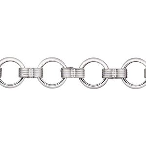 Chain 1pkg1 silver-plated round, 8mm, brass 5 foot unfinished