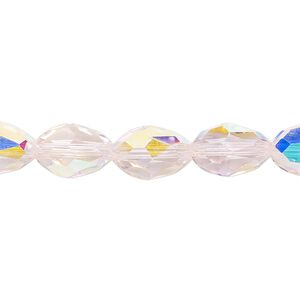 Bead Celestial Crystal® 1pkg40, 11X7.5mm-12X8mm teardrop / 66 facets, translucent pink AB
