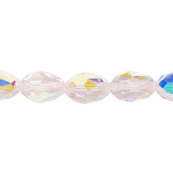 Bead Celestial Crystal® 1pkg40, 11X7.5mm-12X8mm teardrop / 66 facets, translucent pink AB image number 0