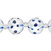 Bead, glass 1pkg8, opaque dark blue and white, 14mm hand-painted round. image number 0