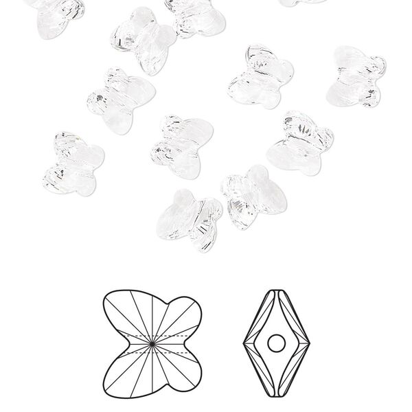 Bead 144pk crystal, Crystal Passions® 6x5mm butterfly 5754 image number 0