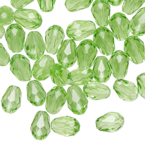Bead Celestial Crystal® 1pkg60, 8x6mm teardrop / 66 facets, transparent medium green image number 0