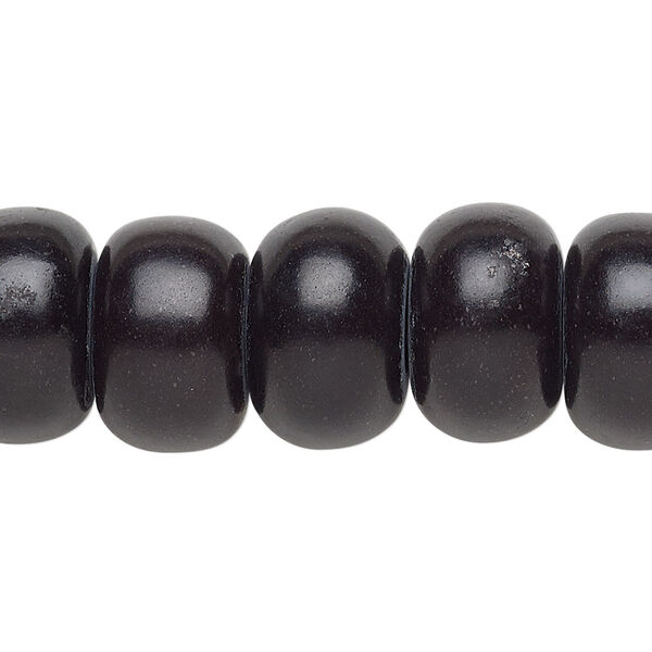 Bead, magnesite (dyed / stabilized), black, 8x5mm rondelle, B grade, Mohs hardness 3-1/2 to 4. Sold per pkg of 10. image number 0