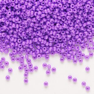 Seed bead, Preciosa Ornela Czech glass, pkg/50g, #11 rocaille, opaque violet luster chalkwhite, (16128).