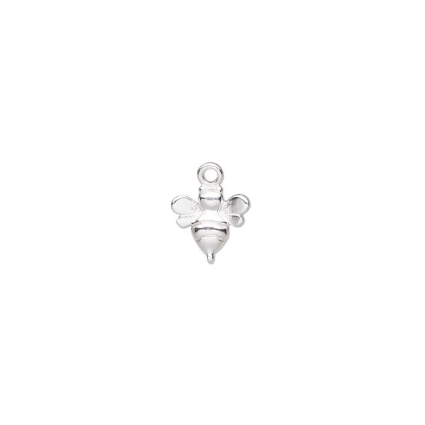 Charm, Amoracast®, sterling silver, 9x8mm bumble bee. Sold individually. image number 0