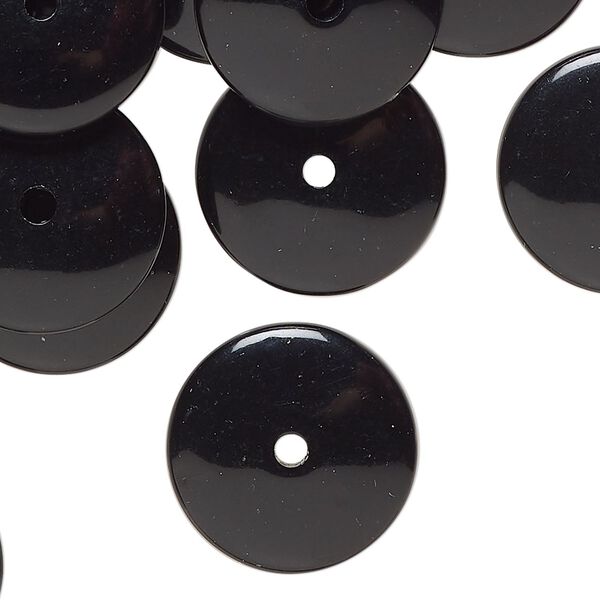 Bead, acrylic, pkg/2 ounces, black, 18x5mm-20x7mm rondelle. image number 0