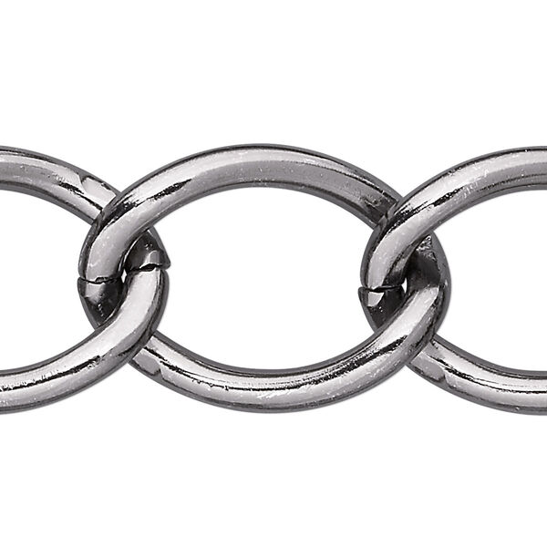 Chain, anodized aluminum, gunmetal, 23mm curb. Sold per pkg of 25 feet. image number 0