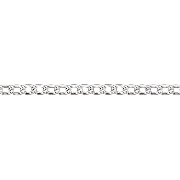 Chain, silver-plated steel, 2.5mm curb. Sold per pkg of 5 feet. image number 0
