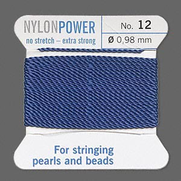 Thread, Griffin, nylon, blue, size #12. Sold per 2-meter card (approximately 78 inches). image number 0