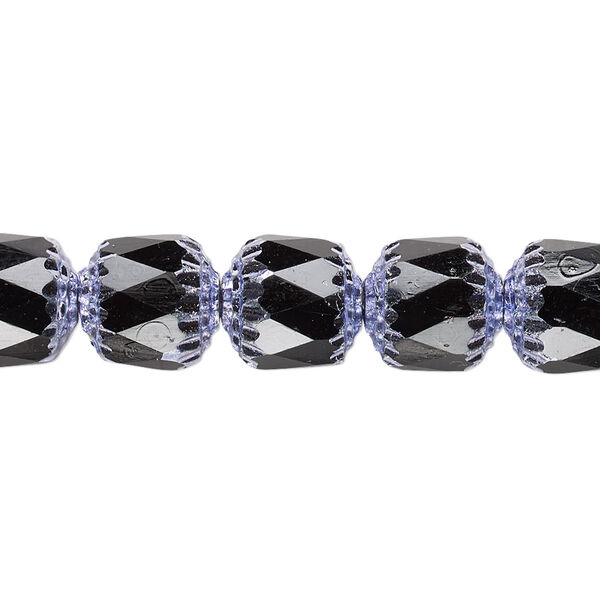 Bead, Czech glass, opaque jet and metallic purple, 10mm round cathedral. Sold per 15-1/2" to 16" strand. image number 0