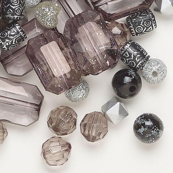 Bead mix 1pkg1, acrylic, mixed colors, 6mm-21x14mm mixed shapes, 54 grams. image number 0