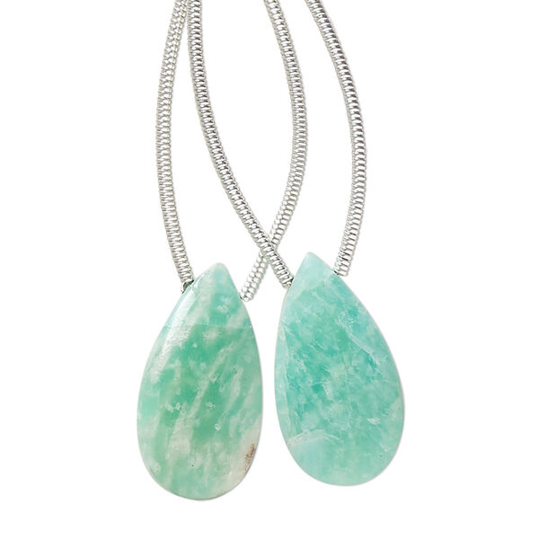 Amazonite 1pkg2, hand-cut top-drilled puffed teardrop bead natural B grade, 20x10mm image number 0