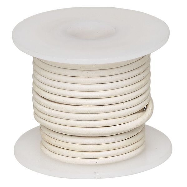 Cord, leather (dyed), white, 1.4-1.6mm round. Sold per 5-yard spool. image number 0