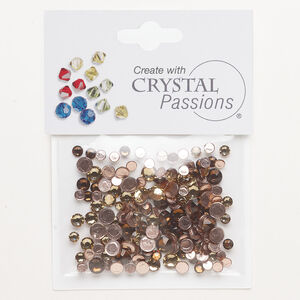 Flat back mix 1pkg144 crystal clear / cobalt blue / Indian Siam foil back, Crystal Passions&reg; rhinestone 3.00-4.80mm hotfix round SS12 / SS16 / SS20