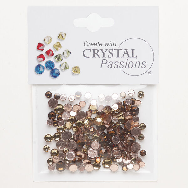 Flat back mix 1pkg144 crystal clear / cobalt blue / Indian Siam foil back, Crystal Passions&reg; rhinestone 3.00-4.80mm hotfix round SS12 / SS16 / SS20 image number 0