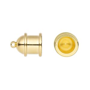 Cord end, TierraCast®, "Maker's" collection, glue-in, gold-plated brass, 15.5x11.5mm pagoda, 8mm inside diameter. Sold per pkg of 2.