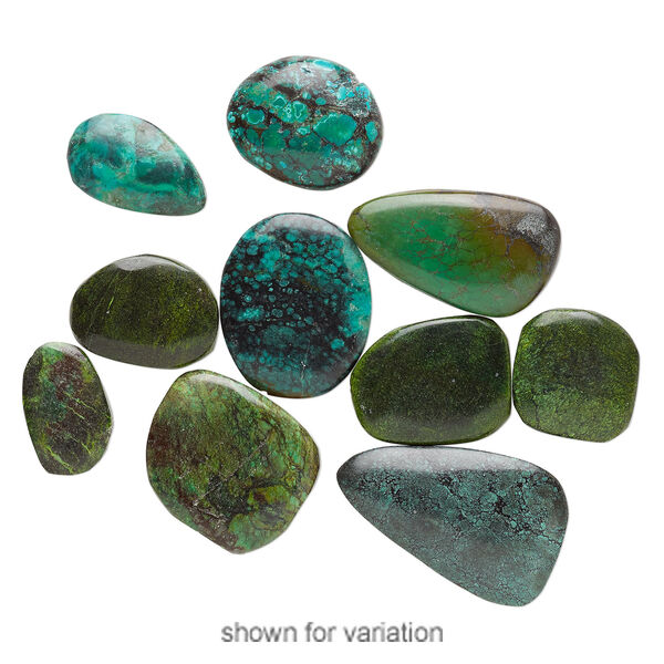 Magnesite / turquoise 1pkg10, non-calibrated freeform cab mix 26x17mm-49x39mm image number 1