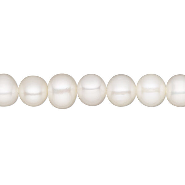 Pearl, White Lotus™, cultured freshwater (bleached), white, 7-8mm semi-round, B grade. Sold per 15-1/2" to 16" strand. image number 0