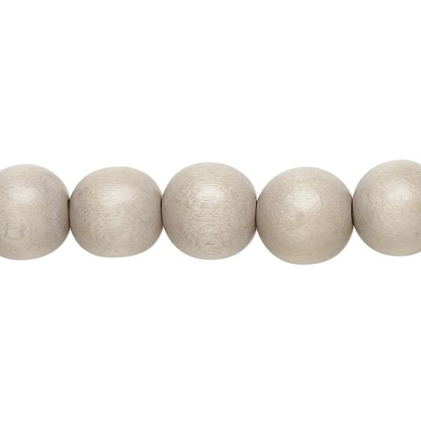 Bead 1pkg1, Taiwanese cheesewood (dyed / waxed), light grey, 9-10 round, 15-1/2 to 16 inches. image number 0