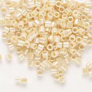 Seed bead, Delica®, glass, pkg/250g, #8 round, opaque glazed luster dark cream (DBL-1560).