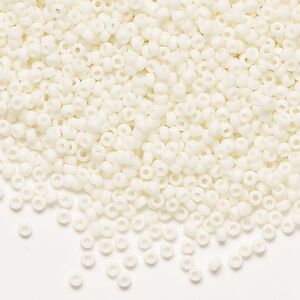 Seed bead, Miyuki 1pkg25g, glass, #11 rocaille, opaque matte glazed luster cream (RR-2021)