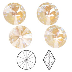Chaton 4pk crystal ivory cream DeLite, Crystal Passions® 14mm rivoli 1122