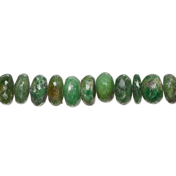 Chrome diopside 1pkg1, hand-cut faceted rondelle bead natural 8 inch 7x4mm-8x5mm image number 0