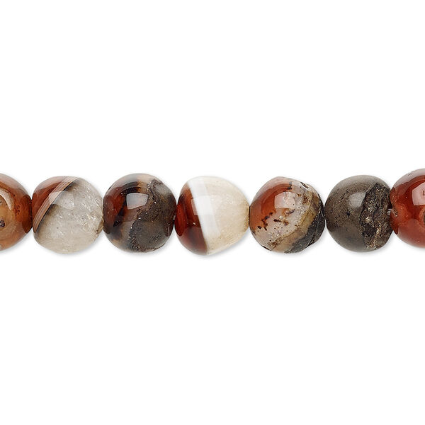 Bead, multi-agate (dyed / heated), 8-9mm round, C- grade, Mohs hardness 6-1/2 to 7. Sold per 14-inch strand. image number 0