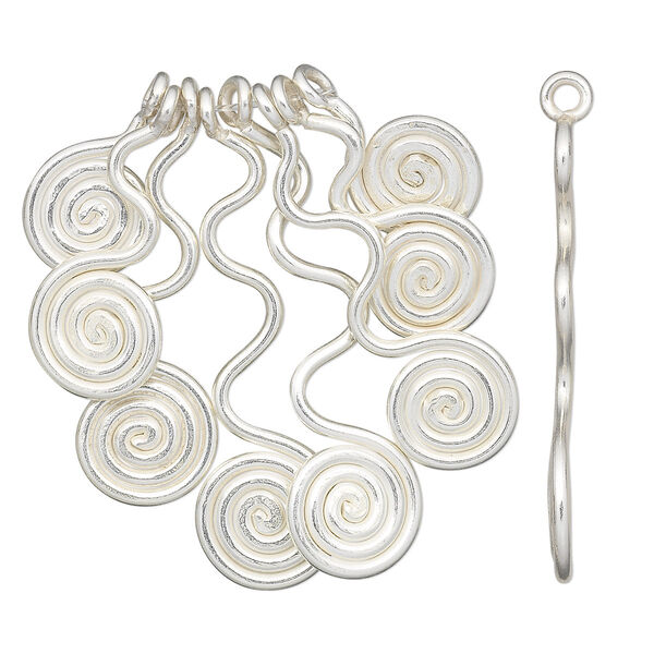 Finding, Hill Tribes, sterling silver, 18-42mm graduated fan with spiral. Sold per 8-piece set. image number 0