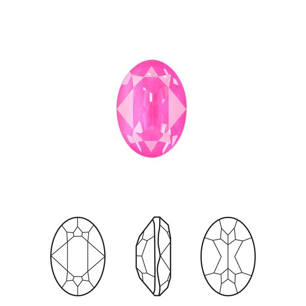 Fancy stone 144pk crystal electric pink ignite LacquerPRO, Swarovski® 14x10mm oval 4120 image number 0