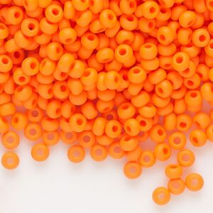 Seed bead, Preciosa Ornela Czech glass, pkg/500g, #8 rocaille, opaque matte orange, (93140).